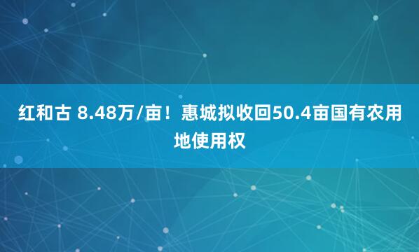 红和古 8.48万/亩！惠城拟收回50.4亩国有农用地使用权